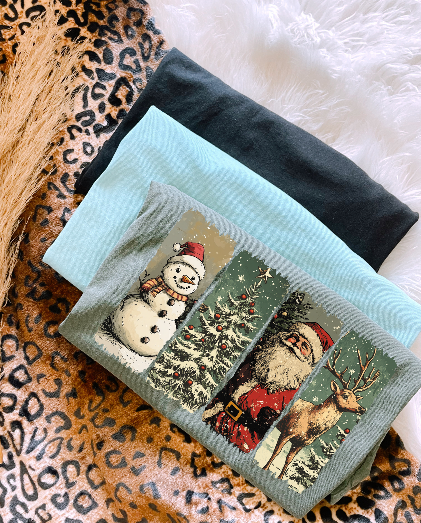 Santa Snowman Reindeer DTF Graphics