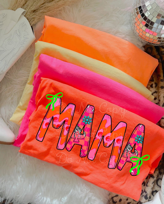 Pink & Orange Colorful Mama DTF Graphics