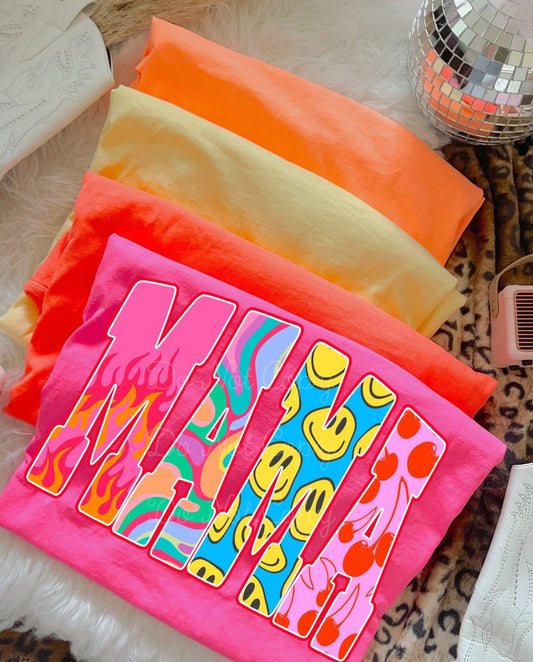 Groovy Smiley Mama DTF Graphics