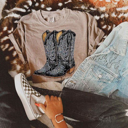 Faux Rhinestone Boots DTF Graphics