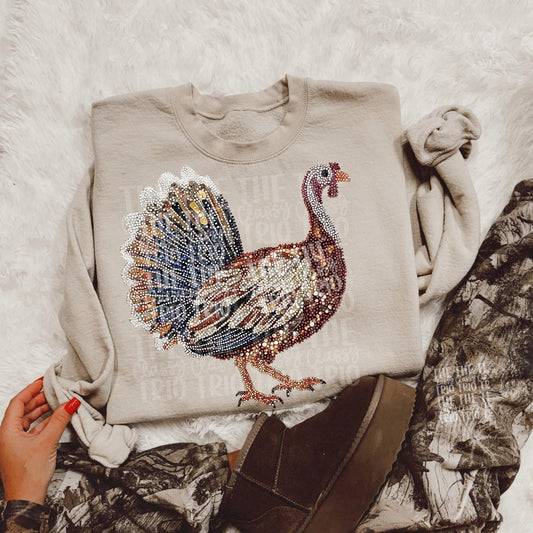 Faux Rhinestone Turkey DTF Graphics