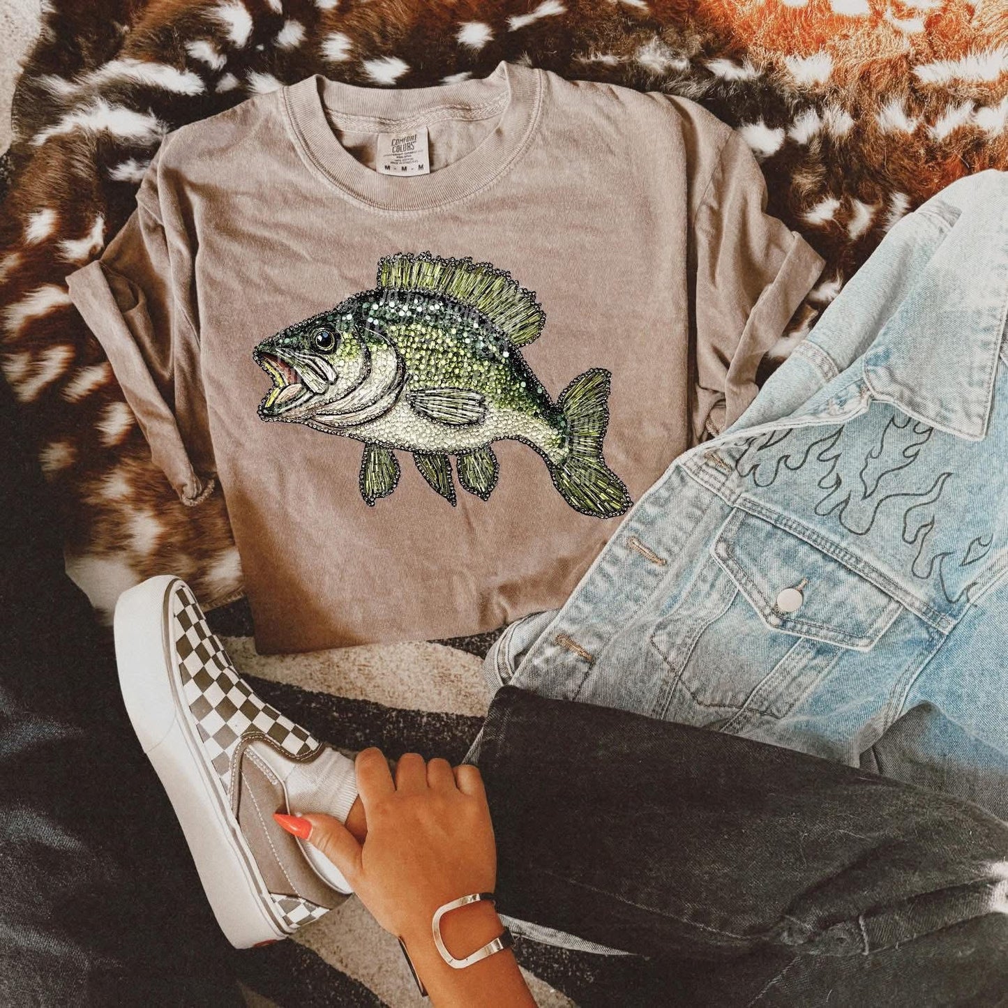 Faux Rhinestone Fish DTF Graphics