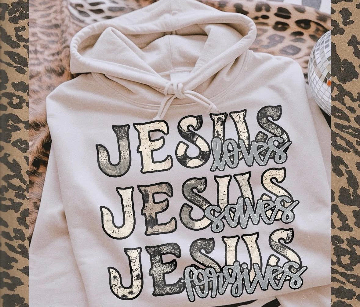 Jesus Loves Hoodie DTF Graphics