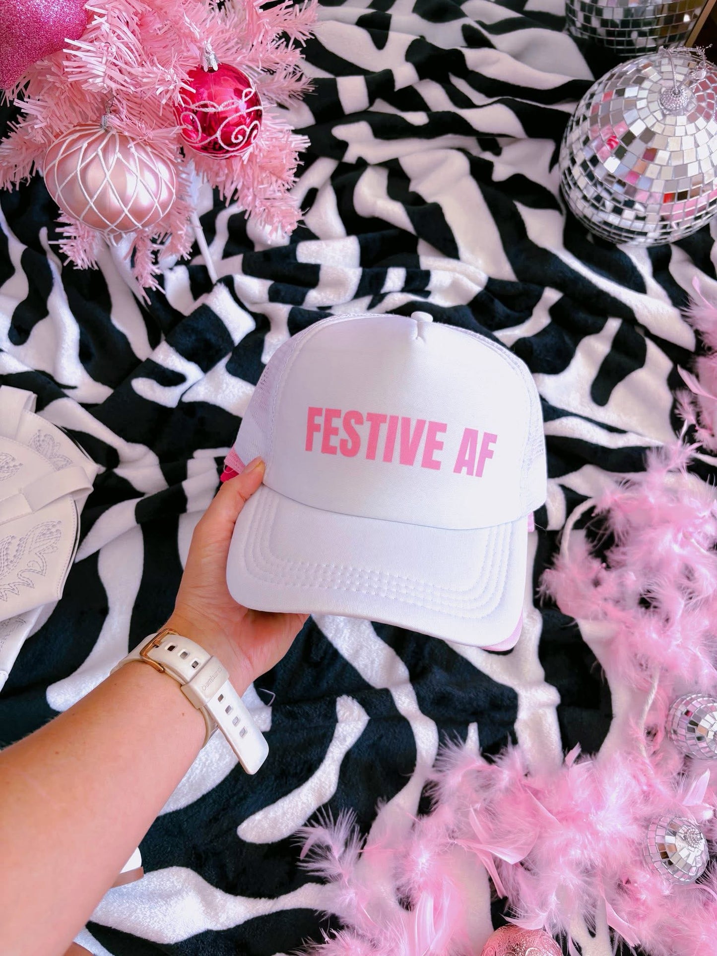 Festive AF DTF White Hat (TAT 15 BIZ DAYS)