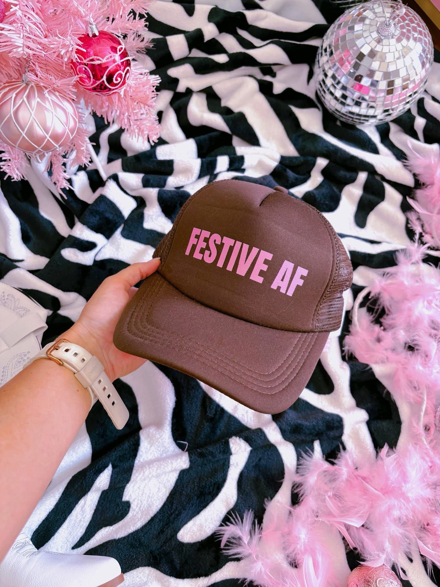 Festive AF DTF Brown Hat (TAT 15 BIZ DAYS)