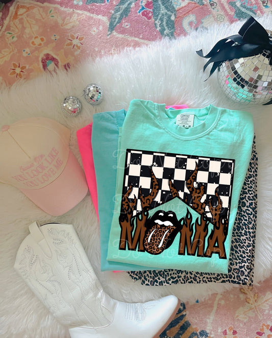 Mama Brown Checkered Tongue DTF Graphics