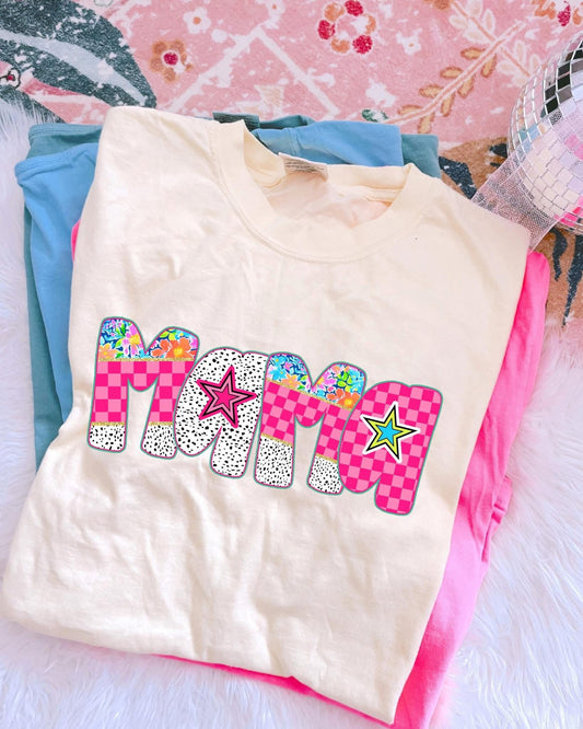 Pink Checkered & Spotted Mama DTF Graphics