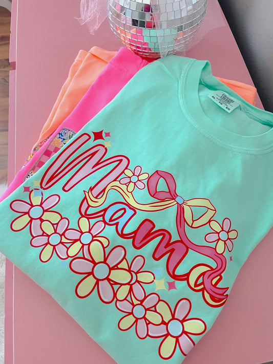 Floral Bow Colorful Mama DTF Graphics