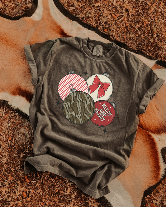 Merry & Bright Camo Ornaments DTF Graphics