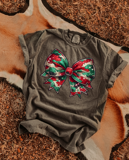 Christmas Camo Bow DTF Graphics