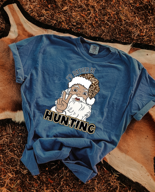 I'd Rather Be Hunting Camo Santa DTF Graphics