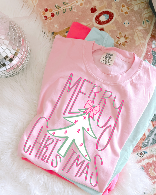Merry Christmas Star Tree DTF Graphics