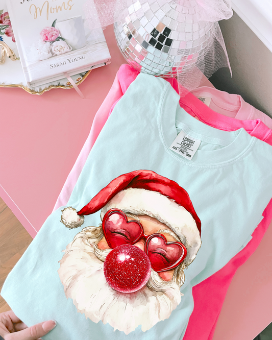Red Bubblegum Santa DTF Graphics