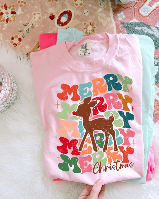 Merry Reindeer Rainbow DTF Graphics