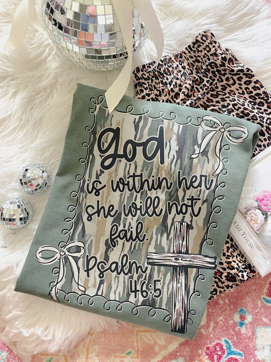 God Is Within Her Camo (front & back) DTF Graphics