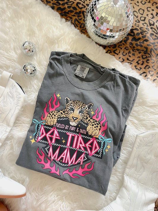 Def Tired Mama Pink Flames DTF Graphics