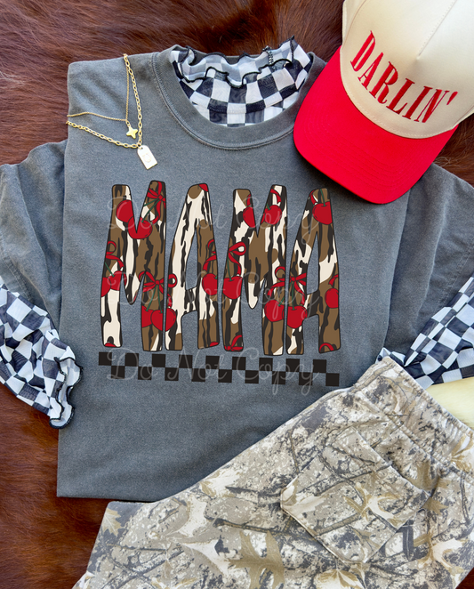 Mama Camo Cherry DTF Graphics