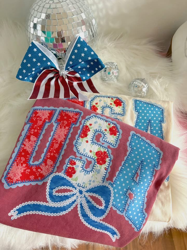 USA Bow DTF Graphics (Crimson)