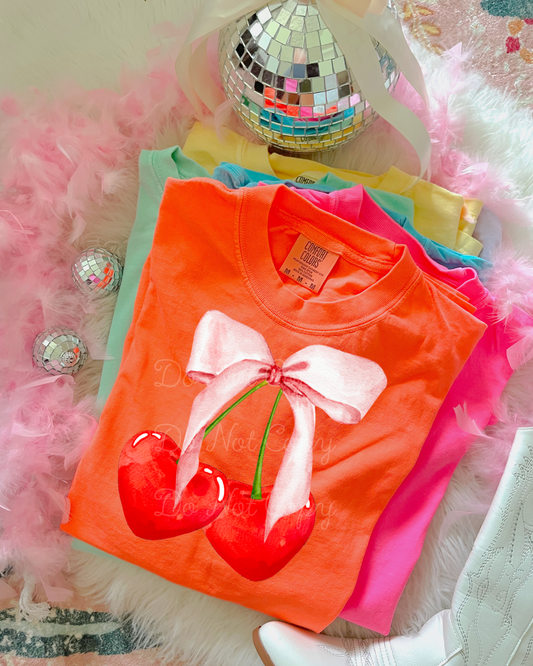 Cherry Bow DTF Graphics