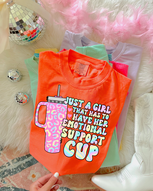 Just A Girl Emotional Support Cup DTF Graphics