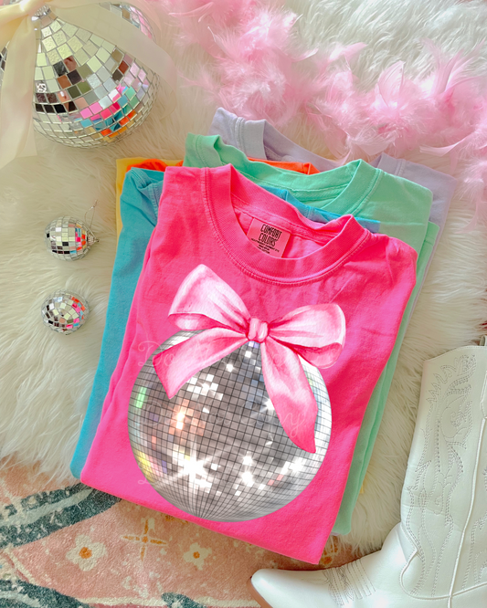 Disco Ball Bow DTF Graphics