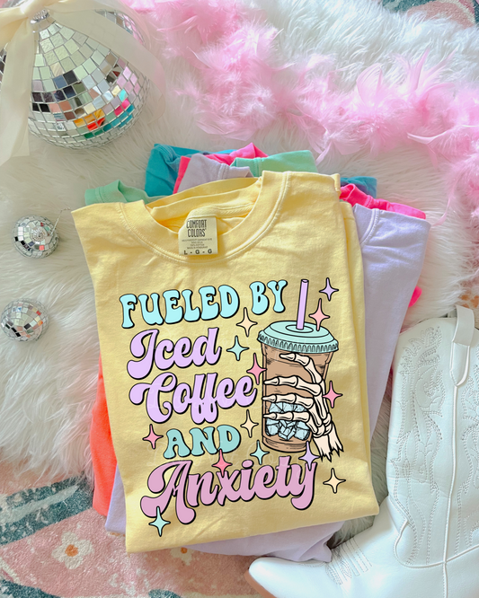 Fueled By Iced Coffee & Anxiety DTF Graphics