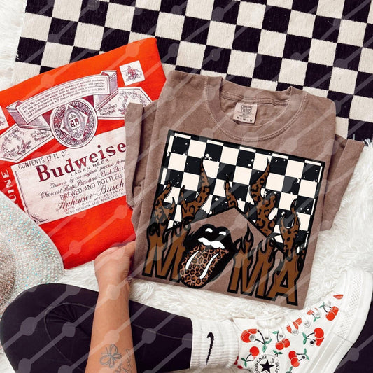 Mama Brown Checkered Tongue DTF Graphics
