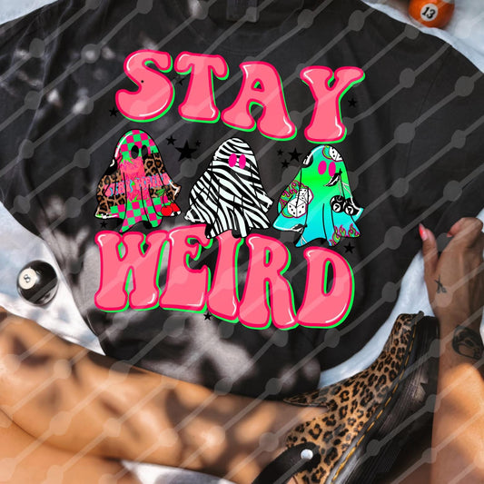 Stay Weird Colorful Ghosts DTF Graphics