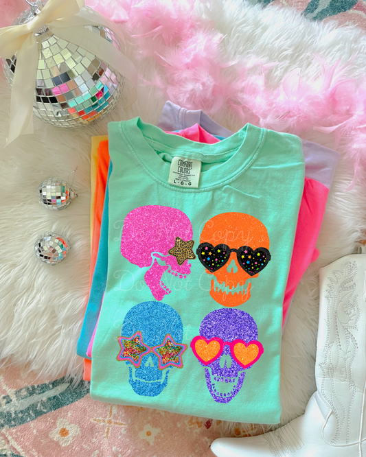 Faux Glitter Skeleton DTF Graphics