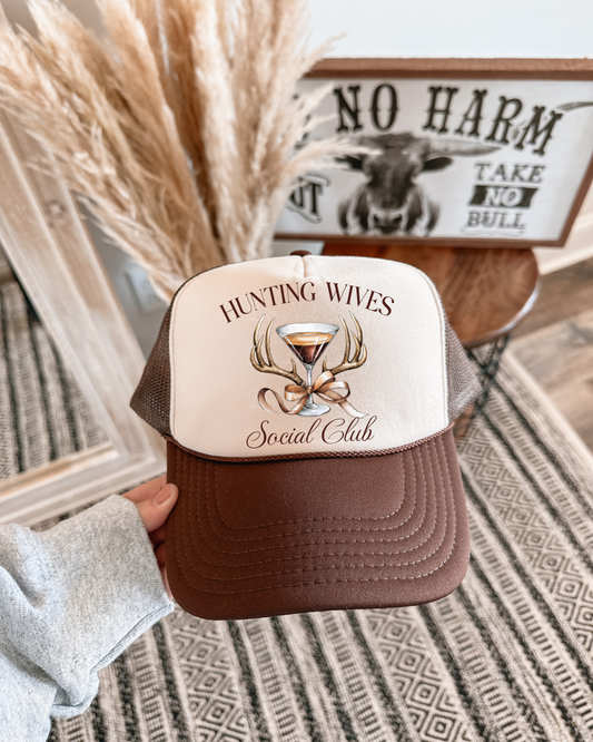 Hunting Wives Social Club DTF Brown + Tan Hat (TAT 15 BIZ DAYS)