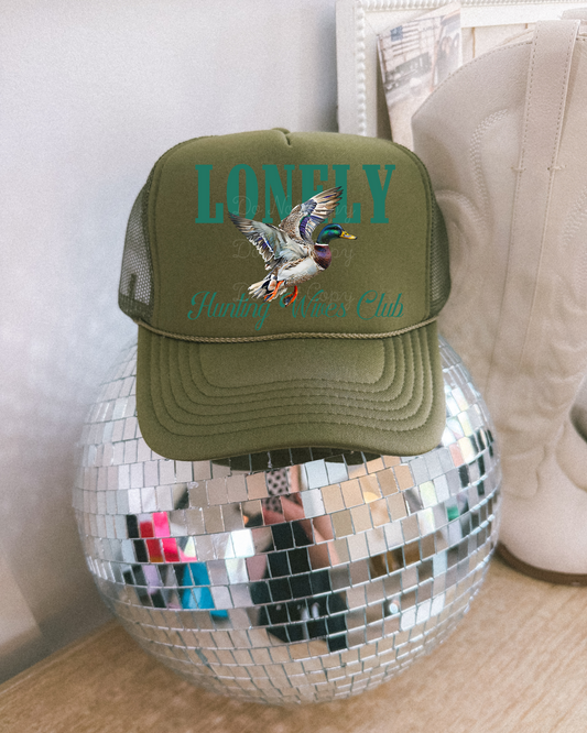 Lonely Hunting Wives Club DTF Olive Green Hat (TAT 15 BIZ DAYS)