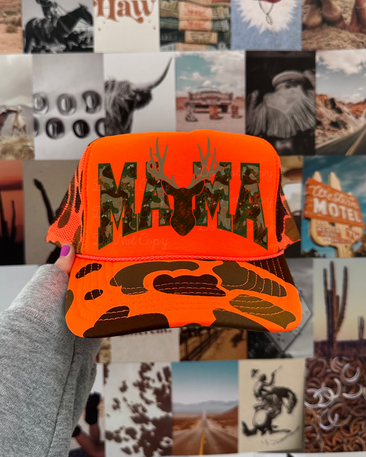 Camo Mama DTF Orange Camo Hat (TAT 15 BIZ DAYS)