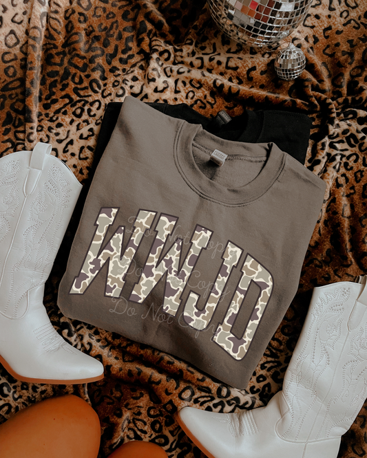 Camo WWJD DTF Graphics