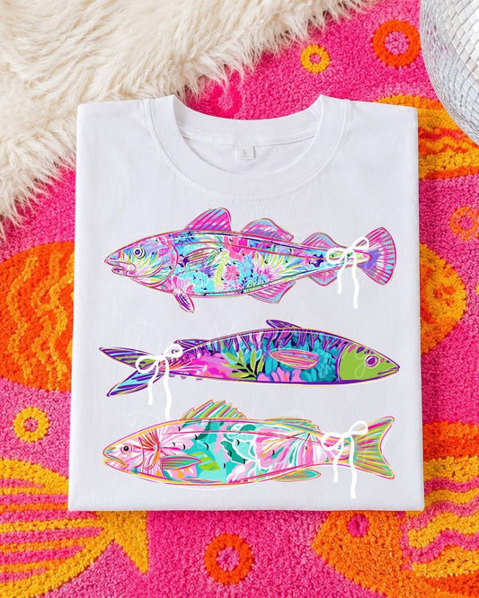 Colorful Fish & Bows DTF Graphics