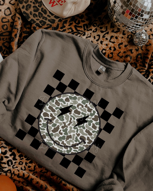Camo Smiley Checkered PNG