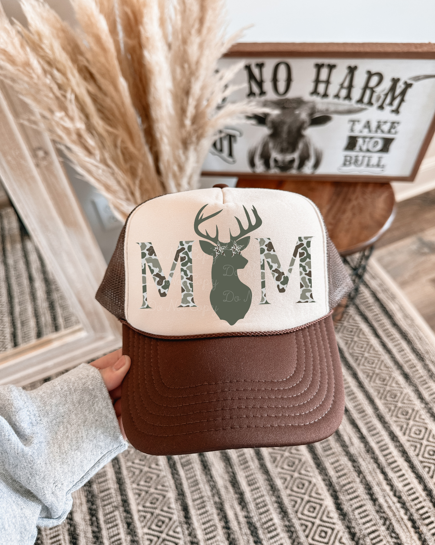 Camo Mom DTF Brown + Tan Hat (TAT 15 BIZ DAYS)