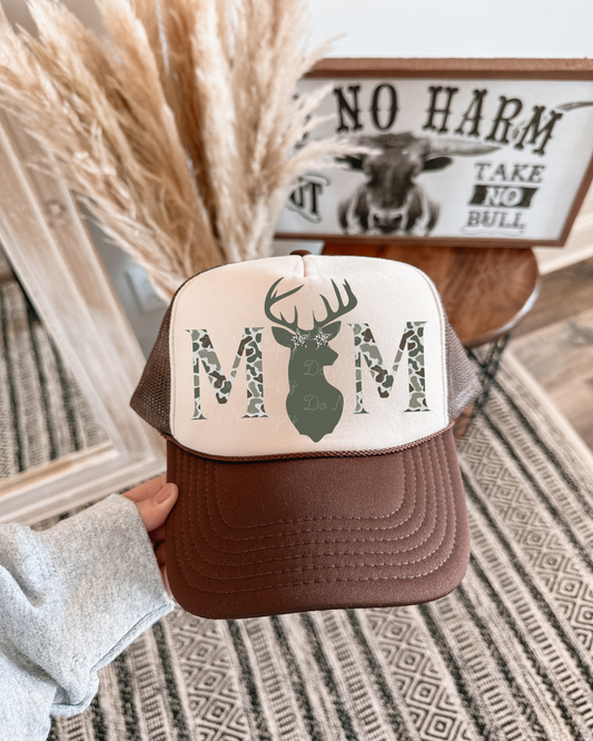 Camo Mom DTF Brown + Tan Hat (TAT 15 BIZ DAYS)
