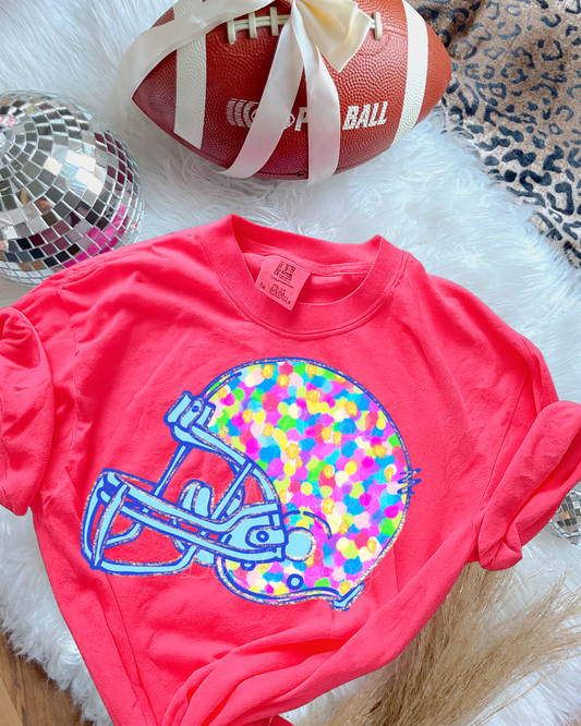 Colorful Football Helmet DTF Graphics