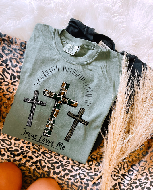 Camo Jesus Loves Me DTF Graphics