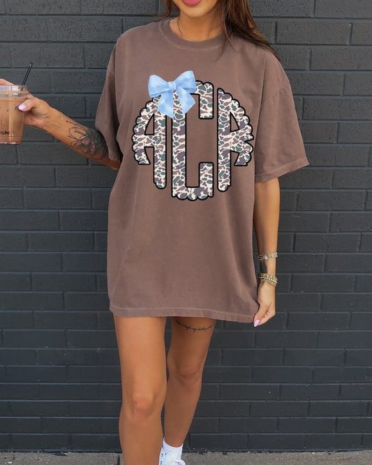 Custom Camo Monogram Blue DTF Graphics
