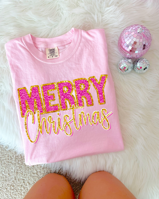 Merry Christmas Faux Glitter DTF Graphics