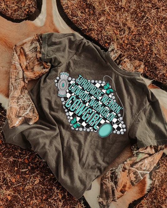 Turquoise Wearing Cowboy Wranglin Cowgirl DTF Graphics