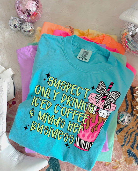 Suspect Only Drinks Iced Coffee DTF Graphics
