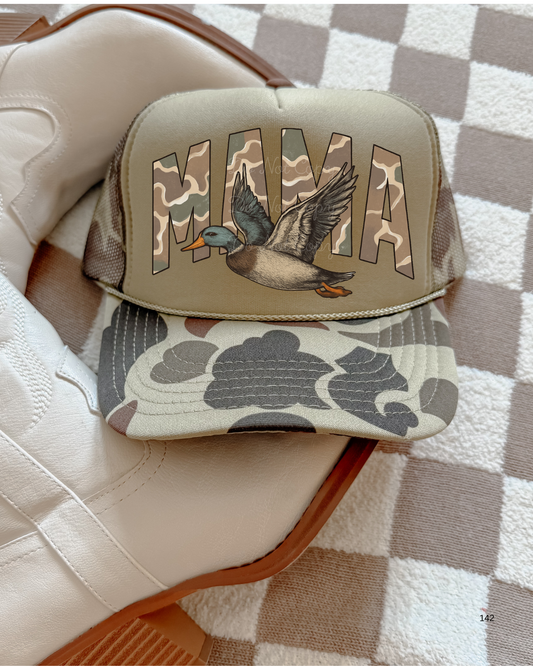 Camo Mama Duck DTF Green Camo Hat (TAT 15 BIZ DAYS)