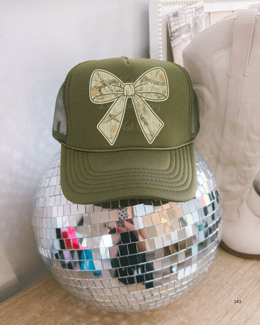 Camo Bow DTF Olive Hat (TAT 15 BIZ DAYS)