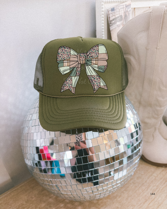 Camo Bow DTF Olive Hat (TAT 15 BIZ DAYS)