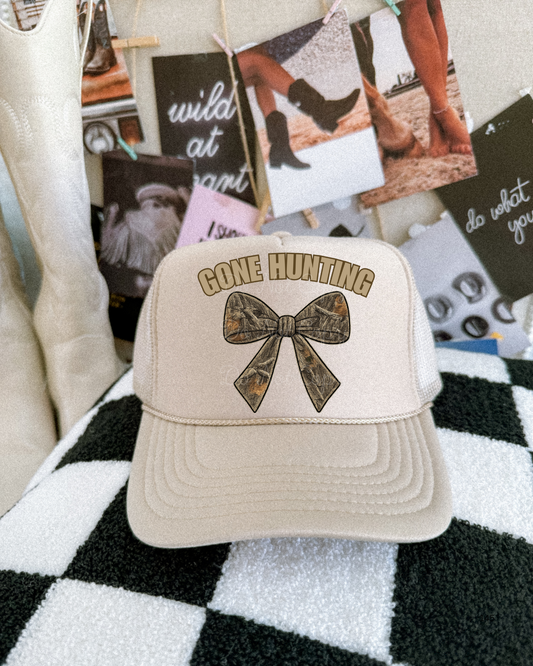 Gone Hunting DTF Tan Hat (TAT 15 BIZ DAYS)