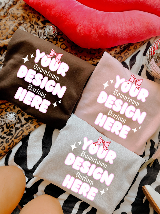 Dark Chocolate, Light Pink & Sand Gildan Mock-Up