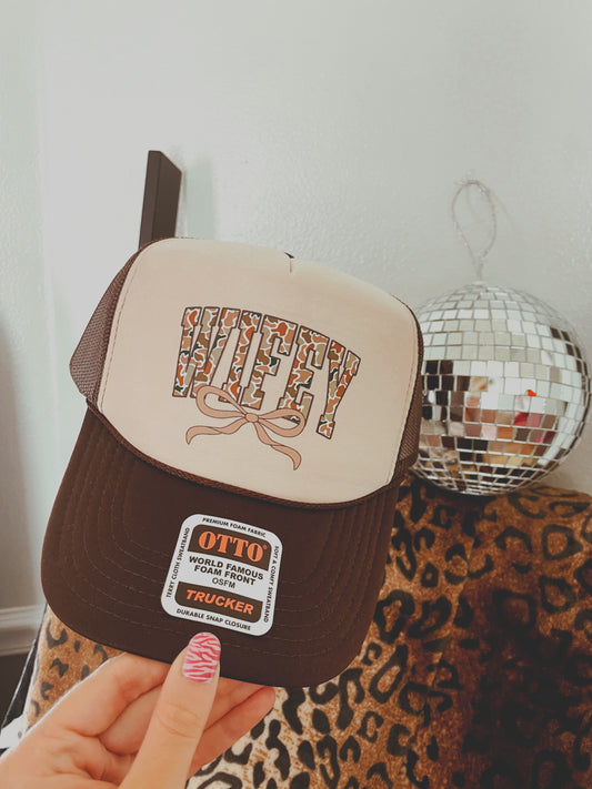 Camo Wifey DTF Brown + Tan Hat (TAT 15 BIZ DAYS)