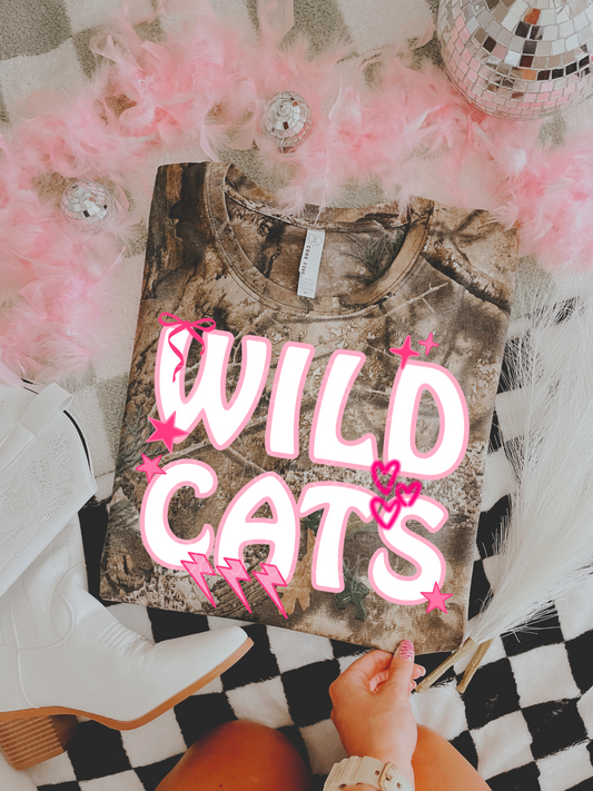 Pink Preppy Wildcats DTF Graphics